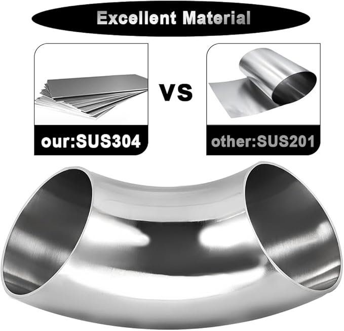 Cotonake OD 2 Inch 90 Degree SS304 Stainless Steel Bend Tube Exhaust Elbow Pipe - Image 4