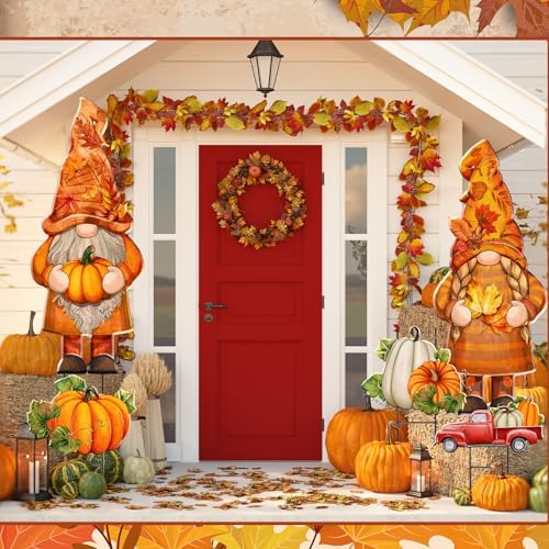 5 Pcs Fall Gnomes Yard Stake Metal Thanksgiving Garden Decor - Image 6