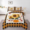 Erosebridal Sunflower Pumpkins Kids Comforter Set | Autumn Fall Pumpkin Decor Bedding Queen Size Yellow Sunflowers Decorations Down Comforter Happy Thanksgiving Duvet Set for Bedroom by Erosebridal