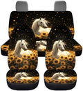 Horse & Sunflower Print Car Seat Covers 4Pcs Front & Rear Breathable Seat Covers Universal Fits for Truck, Sedan, SUV Auto Interior Protector Car Accessories