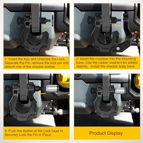 Nilight 2 Pack 3/4" D-Ring Separate Shackle 45,000 Lbs Break Strength | Includes 7/8" Lock Pin, Isolators and Washers Off Road Recovery, for Tow Strap Winch Truck Vehicle Black