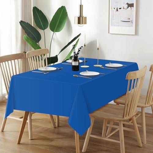 QIKSION 2 Pack Blue Plastic Tablecloth, Blue Table Cloth Disposable - Image 2