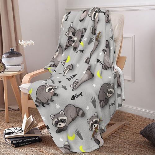 Raccoon Blanket Raccoons Throw Blanket Raccoon Lovers Gifts Soft Fluffy Animal Print Plush Throw for Bedroom Sofa Couch Travel Camping Christmas Birthday Gifts for Women Men Kid 60"x50" - Image 2