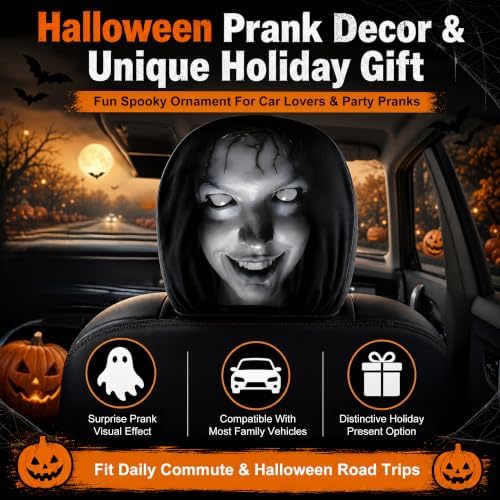 2PCS Halloween Ghost Face Car Headrest Covers
