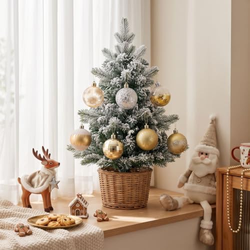 DecobyHannah 20ct Gold White Christmas Ornaments Tree Decorations, 2.36Inch - Image 2