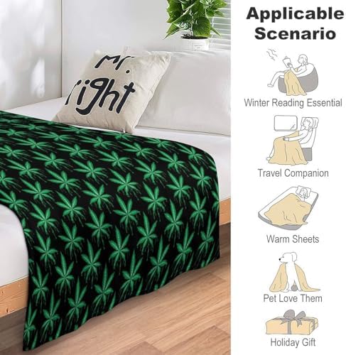 Socira Marijuanas Leaf Weed Blanket Throw Blanket Marijuanas Leaf Weed Gifts for Women Men Soft Sofa Throws for Travel Camping Bed Home Decor Car Birthday Gift 60"*80"（150 * 200cm） - Image 7