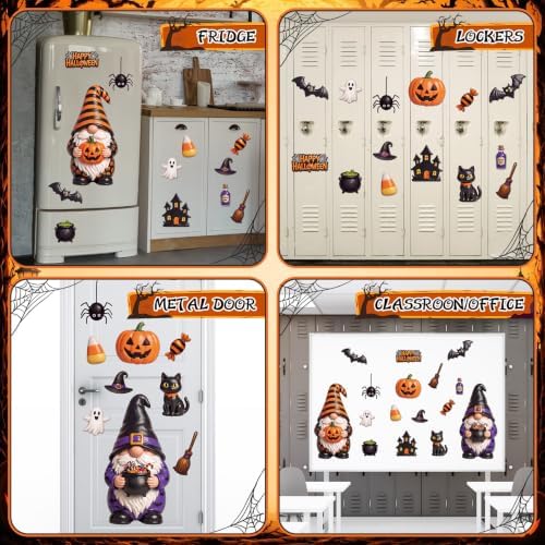 Flutesan 16 Pcs Halloween Gnome Garage Door Magnets Large Pumpkin Bat - Image 6