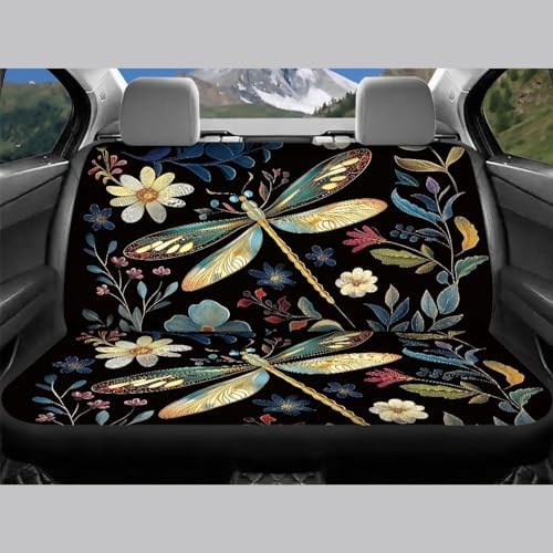 Dragonfly and Floral Pattern Car Accessories Car Seat Covers Front Rear Breathable Seat Covers Universal Fits for Truck, Sedan, SUV Auto Interior Protector