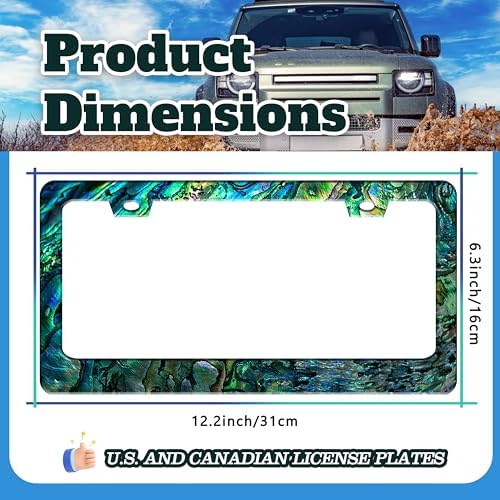 2 Pack Faux Abalone License Plate Frame Stainless Steel 6.3 X 12.2 Inch