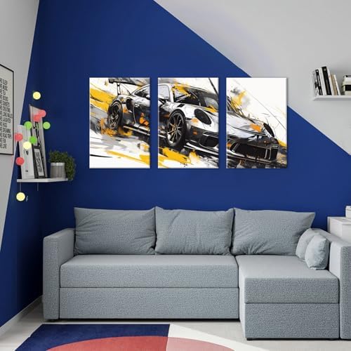 Graffiti Car Canvas Wall Art Colorful Supercar Picture for Boys Bedroom Black and White Wall Decor Abstract Mens Sports Car Canvas Prints Painting Vehicle Artwork Living Room Home Decoration 24x36" 3P - Image 4