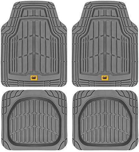 Cat® ToughRide™ Heavy-Duty 4 Piece Rubber All Season Floor Mats for Car Truck Van SUV, Black - Premium Trim to Fit Cars Floor Mat, All Weather Deep Dish Automotive Floor Mats, Total Dirt Protection