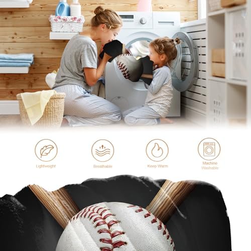 Baseball Blanket Sports Gifts for Men Women Kids Teen Boys Girls Birthday Christmas Halloween Easter Father's Day Dad Husband Boyfriend Classmates Teammates Gift Throw Blanket 60"x80" - Image 6