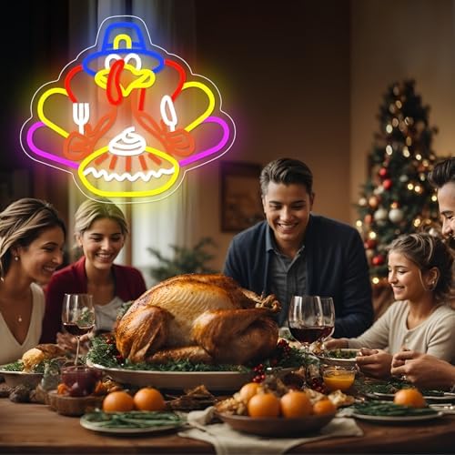Thanksgiving Turkey Neon Sign Thanksgiving Turkey Decoration Dimmable Thanksgiving Neon Light for Autumn Room Bedroom Table Wall Decor Home Party - Image 3