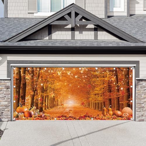 1PC 16x7ft Fall Thanksgiving Garage Door Banner Decorations by ZTHMOEBACKDROP