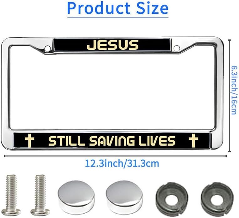 Jesus Still Saving Lives License Plate Frame Metal God is the Source Chrome License Plate Frame Bible Scripture License Plate Frame for Birthday Gift with Mounting Gift Kit