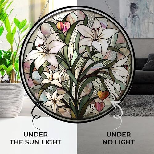 Valentine Lily Stained Glass Suncatcher by Clare Donovan Stained Glass Window Hangings Birthday Gift for Mom Grandma Teacher Women Friend Memorial Hook - Image 4