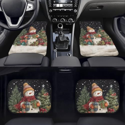 Snowman Floor Mats for Cars 4 Pcs