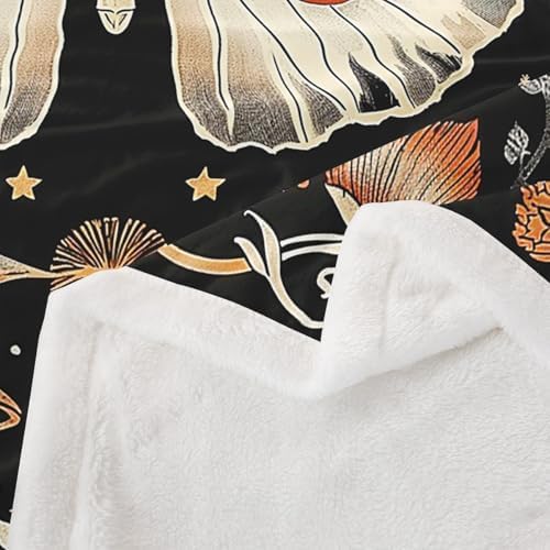 Butterfly Moth Sherpa Blanket Floral Sunflower Mushrooms Throw Blanket Bedroom Living Room Soft Cozy Galaxy Starry Sky Blankets Decor for Bed Couch Sofa Black Orange Flannel Blankets 90"x90" - Image 6