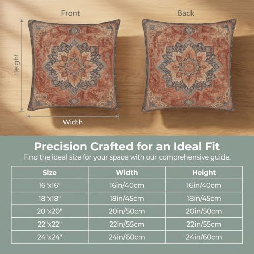 Boho Throw Pillow Covers 18x18 Set of 2, Ethnic Design Carpet Pattern - Image 4