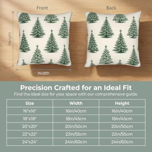 Green Christmas Tree Pillow Covers 18x18 Set of 2 Winter Holiday Decor - Image 4