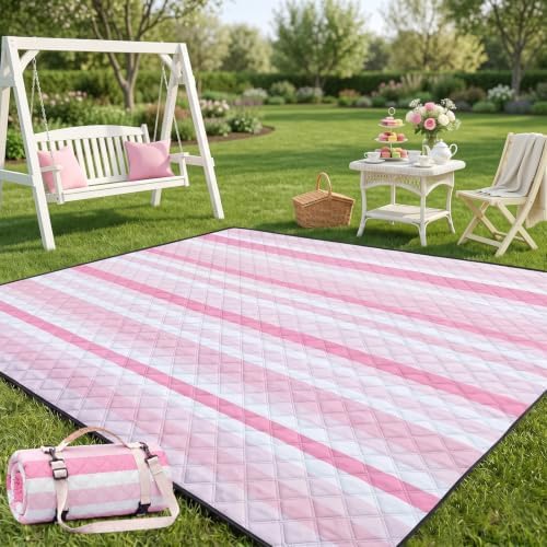 RYCHIC Waterproof Picnic Blanket Beach Mat Outdoor Rug Outside Matt Extra Large Water Sand Proof Fold Up XL Pic nic Weighted Thick Padded Roll Up Grass Law Yard Festival Travel Women Summer Gift by RYCHIC