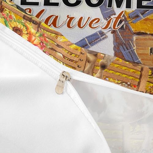 Fall Harvest Kids Duvet Cover Set Queen Size,Cow Rustic Farmhouse Bedding Set,Girls Boys Adults Room/Cabin Decor,Sunflowers Pumpkin Autumn Comforter Cover,Colorful Bright Quilt Cover,2 Pillowcases - Image 6