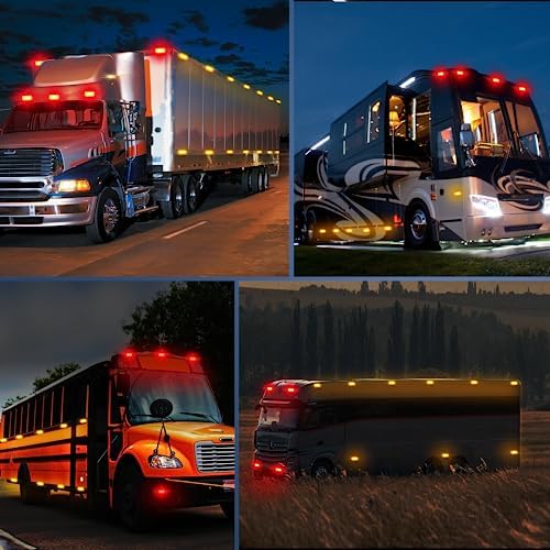 Nilight Double Bullseye Marker Light 14PCS Red Amber 10LED Rectangular