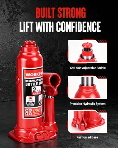 WORKPRO Bottle Jack, 2 Ton Heavy Duty Hydraulic Car Jack with Storage Case - Image 6