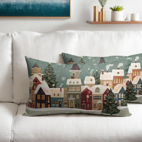 Winter Christmas House Lumber Pillow Covers 12x20 Set of 2 Highly Absorbent - Image 2