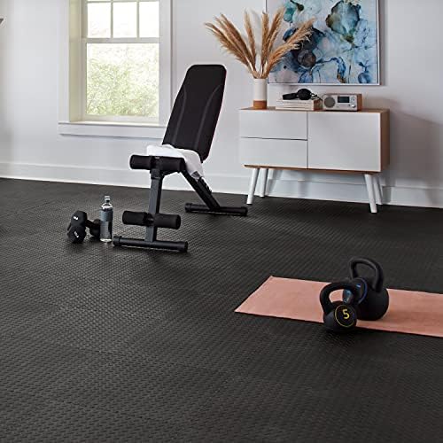 VersaTex Garage Floor 18 x 18 inch Square Rubber Diamond Plate Interlocking Floor Tiles for Home Gym, Garage Flooring, Trade Show Flooring, Basement Tiles, 24 Pack (Black) - Image 6