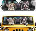 Renewold Front Windshield Sunshade for Gladiator JT Car Window Sun Shades for Jeep Wrangler Funny Pug Driving Blocks Heat Sunlight UV Outdoor Sun Visor Shield Cover Easy Install Interior Accessories
