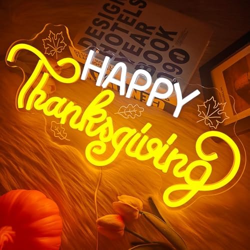 Happy Thanksgiving Neon Signs for Wall Decor Dimmable Fall Carved Maple Leaves Led Sign Thanks giving Window Lights Harvest Festival Party Decorations Gift - Image 5