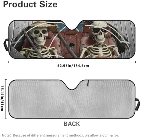 Renewold Funny Skull Driving Automotive Windshield Sun Shade Auto Sunshade Car Front Window Sun Visor Blocker Shield Fit for Jeep Wrangler JK JKU JL JLU 1997-2023 Gladiator JT Interior Car Accessories