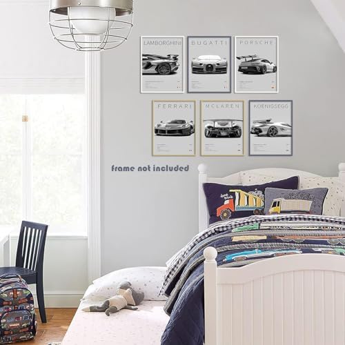 CSLGQGV Car Poster Vintage Racing Car Wall Art Supercar Canvas Prints Painting For Men Room Pictures Guys Dorm Room Aesthetics Decor Bedroom Office (Unframed,8×10inch,6pcs) - Image 7