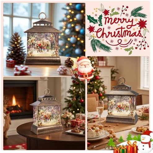 Christmas Snow Globe Lantern Water Glittering Lantern with 8 Songs & 6H Timer Romote Control Christmas Snow Globes USB & Battery Operated for Christmas Festival Decorations Gifts (Christmas Carol) - Image 7