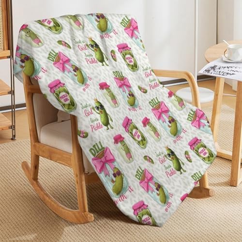 Socira Funny Dill Pickle Blanket Throw Blanket Funny Dill Pickle Gifts for Women Men Soft Sofa Throws for Travel Camping Bed Home Decor Car Birthday Gift 40"*50" （100 * 130cm） - Image 4