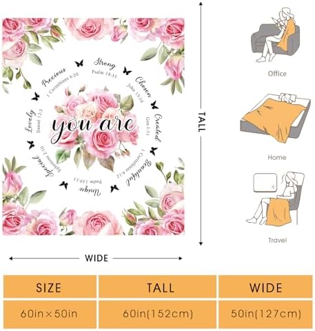 Christian Blanket Gifts for Women Girls Mom Wife Female Friends Birthday Christmas Catholic Spiritual Baptism Comformation Inspirational Religious Faith Gift Godmother Sisters Throw 50"x60" - Image 2
