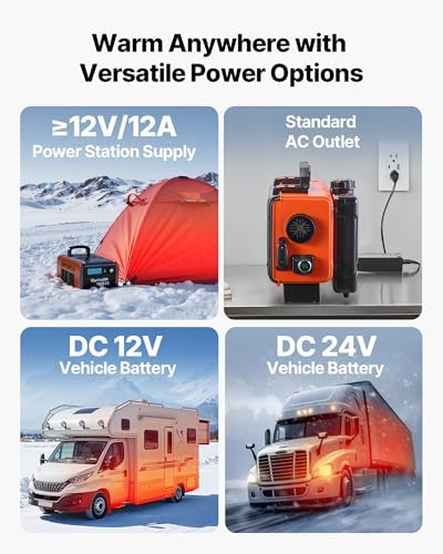 VEVOR Diesel Heater 8KW, DC 12V/24V, All in One Portable Diesel Air Heater with Remote Control and LCD Screen, Fast Heating Low Noise, 1.2 Gal Fuel Tank for Trucks, Vans, RVs, Campers, and Garages - Image 5