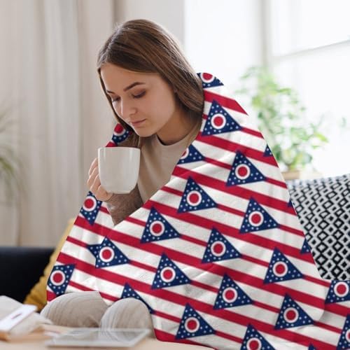 Socira Ohio Flag State Blanket Throw Blanket Ohio Flag State Gifts for Women Men Soft Sofa Throws for Travel Camping Bed Home Decor Car Birthday Gift 60"*80"（150 * 200cm） - Image 5