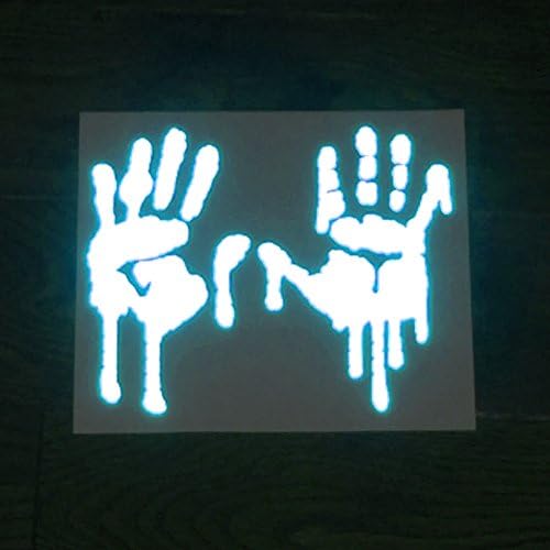customTAYLOR33 High Intensity Grade Reflective Bloody/Dripping Hands Decals for Helmets, Windscreens, Rear Windows, Bumper Stickers (3 inches Height, Baby Blue)