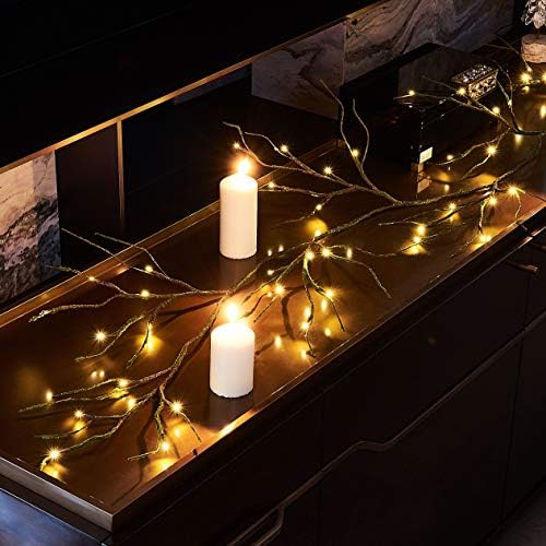 Hairui Mossy Garland Lights 6FT 48 LED Battery Operated Lighted Twig Vine with Timer for Halloween Christmas Party Decoration Indoor Outdoor Use - Image 3