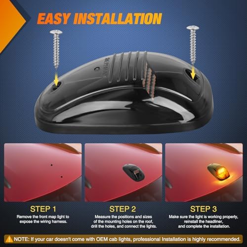 Nilight LED Cab Marker Light Smoke Lens Fits 2003-2018 Dodge Ram