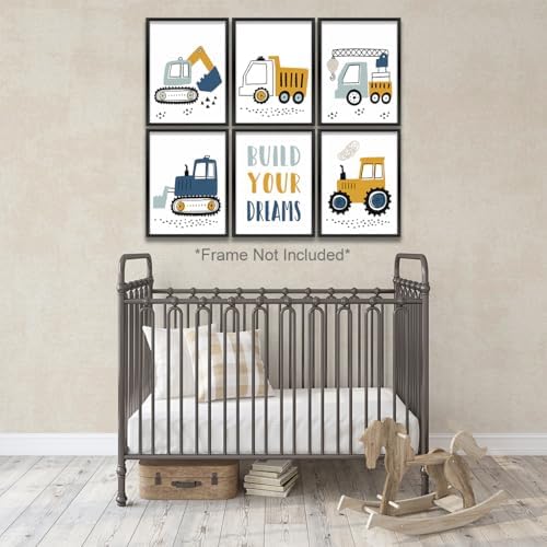 Construction Truck Prints Wall Art Nursery Decor Boys Room Decor Cute Toddler Vehicle Tractor Pictures Paintings Artwork for Home Bedroom Playroom Baby Nursery Wall Decoration (8"x10"，6Pcs, Unframed) - Image 6