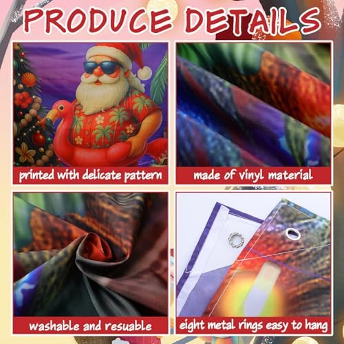 Preboun Summer Christmas Beach Garage Door Banner Cover Santa Flamingo - Image 5