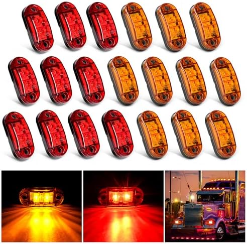 Nilight 2.5" Oval Side Marker Light 20PCS 2 Diode LED Indicator Lights