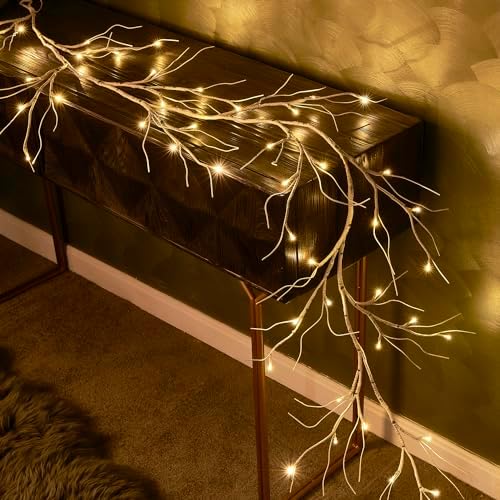 Hairui Birch Garland with Lights 6FT 48 LED Battery Operated, Lighted Twig Vine with Timer for Christmas Home Fireplace Decoration Indoor Outdoor Use - Image 5