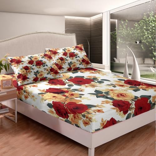 Feelyou Flower Bed Sheets Set Queen Size for Kids Boys Girls Deep Pocket - Image 3