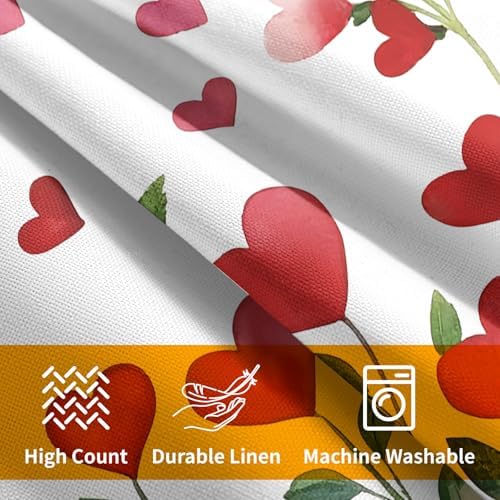 Valentines Day Pillow Covers 24x24 Set of 2 Green Red Heart Throw Pillow Covers Love Pillowcase Linen Decoration Farmhouse Holiday Cozy Soft Cushion Case Couch for Indoor Outdoor Home Decor - Image 6