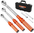 VEVOR 1/4 3/8 1/2 Inch Drive Torque Wrench, 3Pcs Click Torque Wrench Set 20-240IN-LB, 5-45FT-LB, 10-170FT-LB, Dual-Direction Adjustable 72 Tooth for Bicycle, Moto and Car Maintenance by VEVOR