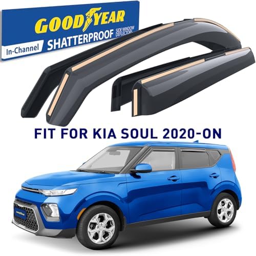 Goodyear Shatterproof in-Channel Window Deflectors for Kia Soul 2020-2026, Rain Guards, Window Visors for Cars, Vent Deflector, Car Accessories, 4 pcs - GY009007